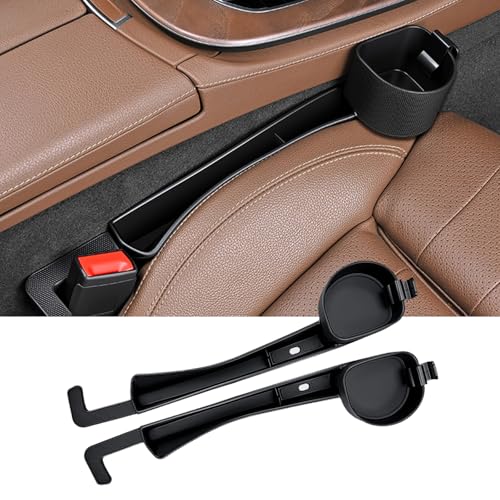 Edotim 2026 Upgraded Car Seat Gap Filler with Holder and Hook Car Seat Accessories Interior Car Seat Gap Plug with Storage Slot Car Organizer Fit Sedan SUV Truck 2 Pack Black