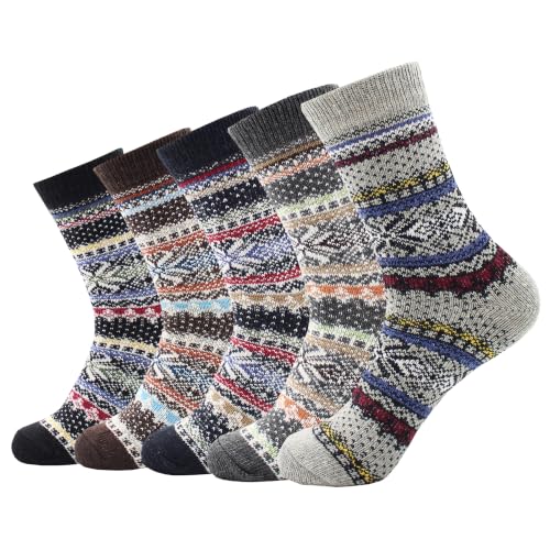 Image of Wool Socks for Women, Cozy Thermal Fall Winter Hiking Alpaca Warm Think Knit Comfy Crew Calf Socks