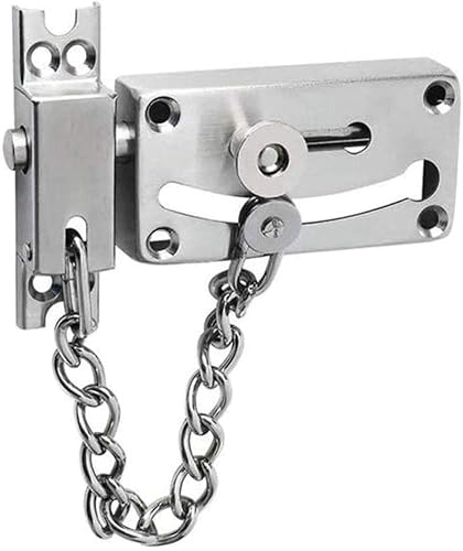 SFJSFIMQ Slide Bolt Door Lock Hasp,Gate, Bolts,Latches Safety with Anti-Theft Chain and Spring Surface Mounted Button