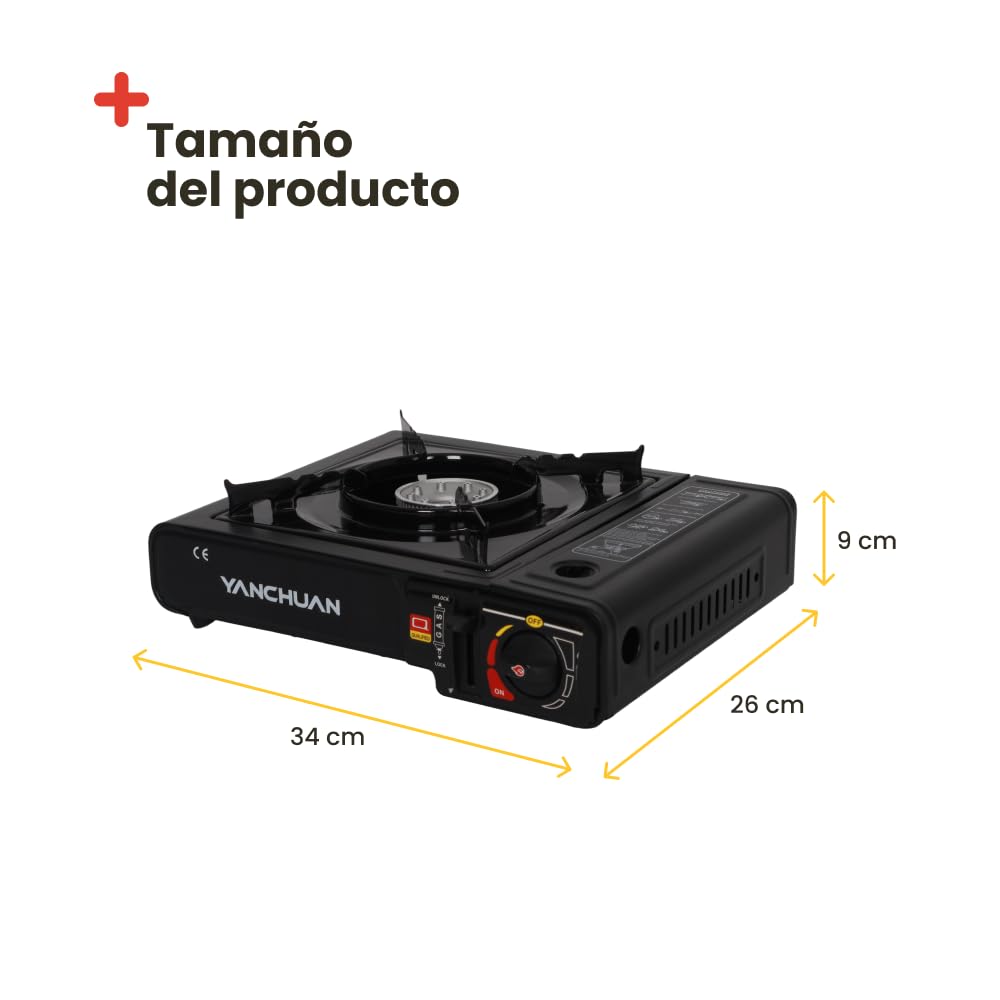 Inuitz Camping Gas Portátil Hornillo – Hornillo Camping Gas Compacto con Cartucho Butano, Ideal para Camping, Picnic y Viajes (Con Plancha)
