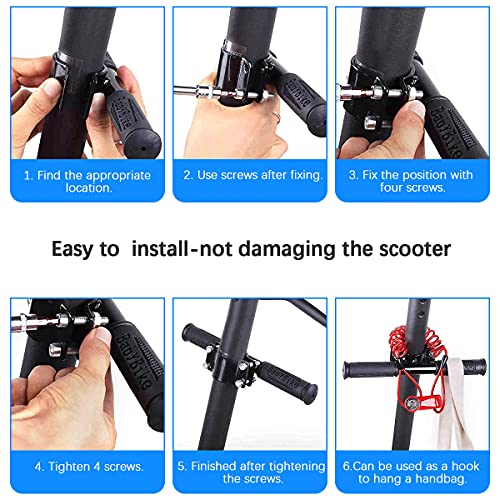 Guidon de Enfant Scooter Électrique,Guidons pour Scooter Électrique Accoudoir de sécurité réglable et Antidérapant Poignée de sécurité en Acier Inoxydable pour xiaomi Mijia M365 (Noir) - Image 4