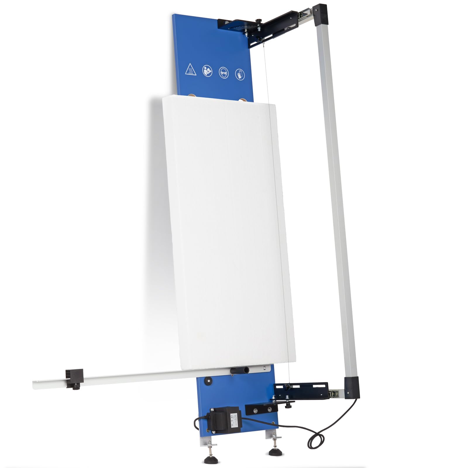 BAUTEC Styroporschneider GAZELLE Modell 2.1 » 200 Watt Tischgerät mit Standnoppen » Inkl. 10 Schneidedrähte, Gerüsthalterung, Schleifraspel, Fußschalter und Softbag » Heißdrahtschneider