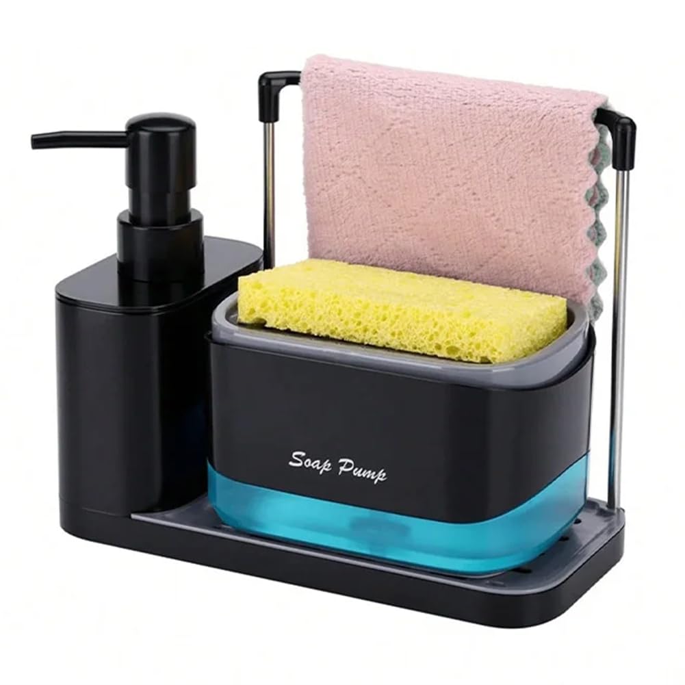 IJSDNVJNDX Dual Soap Dispensing Hand Dish Soap Dispenser Multi-Functional Kitchen Dispenser with Sponge and Dishcloth Holders A