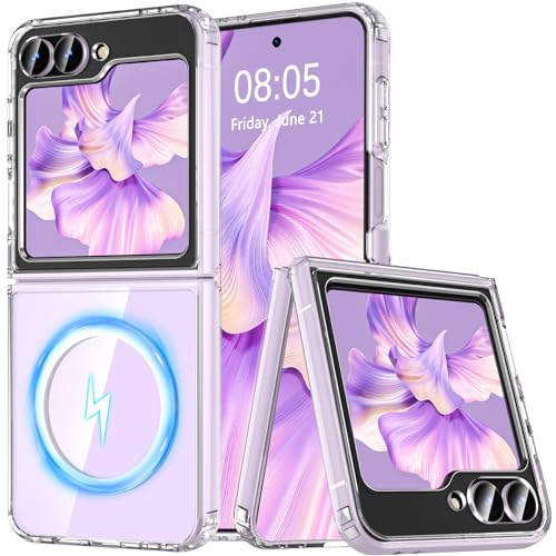 OWKEY für Samsung Galaxy Z Flip 7 FE/Z Flip 6 Hülle Magnetisch Handyhülle kompatibel mit Magsafe Kratzfeste Slim Dünne Schutzhülle Case Bumper (Klar)