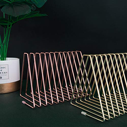 Support de livre en fer forgé triangle à 11 grilles étagère rétractable or rose