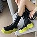 SANIOOOI Women Platform Chelsea Bootie,Fashion Mid Calf Boots Chunky Double Heel Round Toe Slip on Thick Sole (Yellow,9)