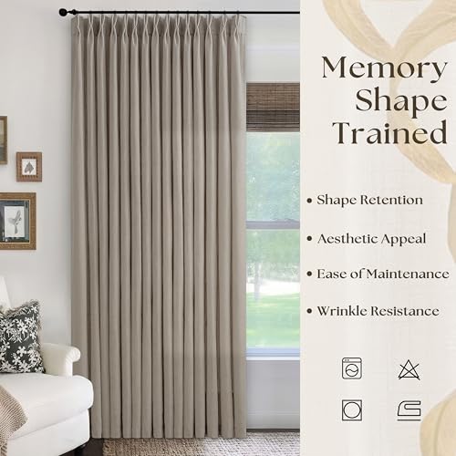 Image of Extra Wide 100 Inch Width Curtains 96 Inches Long Pinch Pleated Taupe