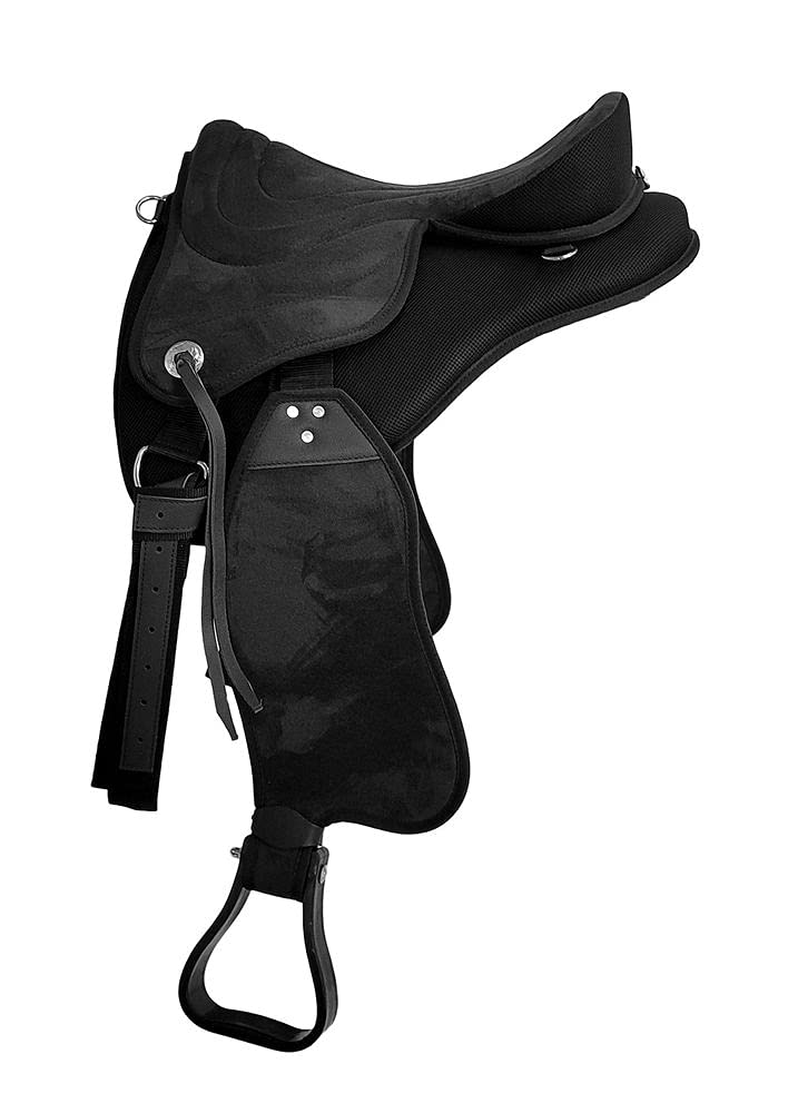 A&M Reitsport Baumloser Wanderreit Sattel Liberty Schwarz + Fender + Steigbügel NEU, Größe:16 Zoll