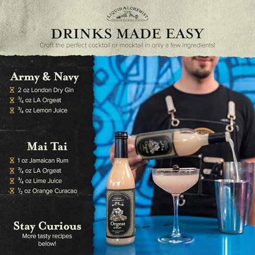 Image of Liquid Alchemist Orgeat Syrup for Cocktails - Real Ingredients Make Our Almond Syrup the Perfect Mai Tai Mix - Non-GMO, Gluten Free & Vegan (25.4 oz)