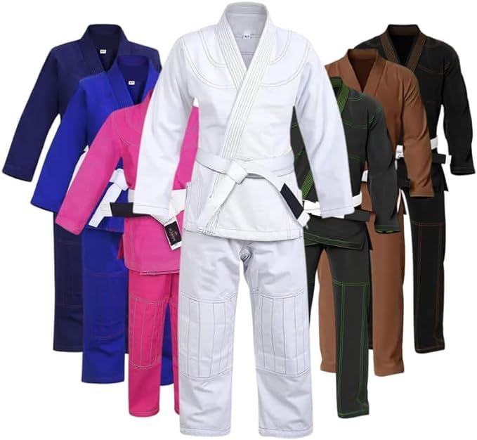 Rightpunch Ultimate Brazilian Jiu Jitsu Gi – Preshrunk Unisex Bjj Gi Lightweight 450 Gsm Cotton Fabric | Perfect Fit for Men Women and Kids | Premium Training Uniform with Comfort Sizing Guide|White