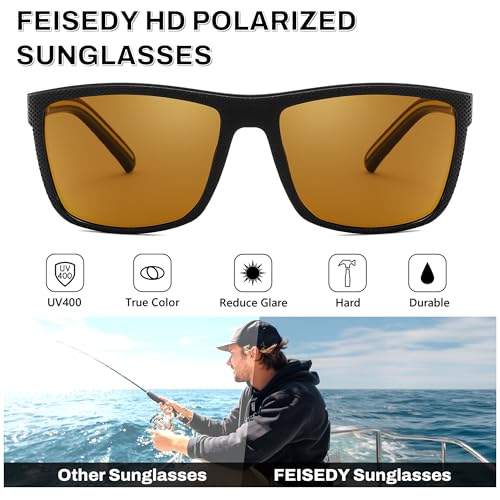 Image of FEISEDY Polarized Sunglasses for Men and Women Lightweight Frame Sun Glasses with UV400 Protection for Driving Fishing B0301