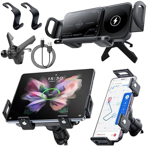 Image of 2024 High Intelligent Mobile Phone /Pad Holder, Wireless Car Charger Fast Charging Holder for All Smart Phones (Black)