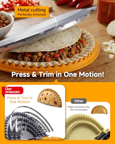 Image of 4-in-1 Tortilla Sealer Press, Tortilla Crimper Maker for 4 inch, 6 inch, 8 inch, 10 inch Wraps, Detachable Shark Tooth Design, BPA-Free, Dishwasher Safe, Suitable for Making Sealed Quesadilla, Taco, Burrito, Dumpling