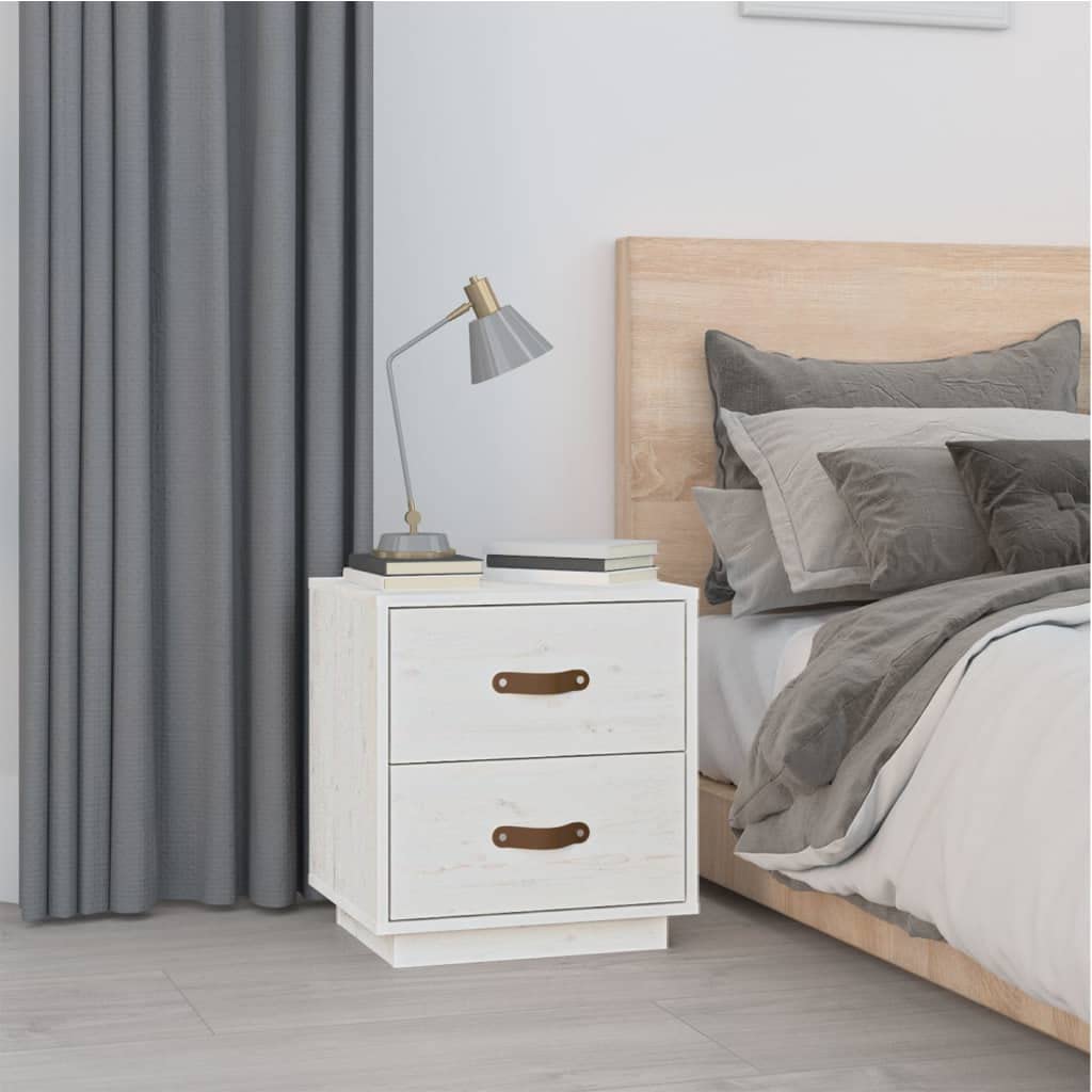 Table de chevet 2 tiroirs en bois massif meuble de rangement pratique pour chambre