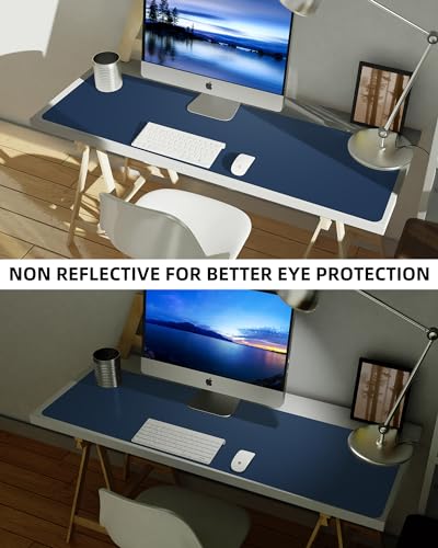 Image of AFIING Leather Desk Pad Protector, Mouse Pad, Office Desk Mat, Non-Slip PU Leather Desk Blotter, Large Desk Mat, Waterproof Keyboard Mat for Office /Home /Decor (Midnight Blue, 48 inch x 17 inch)