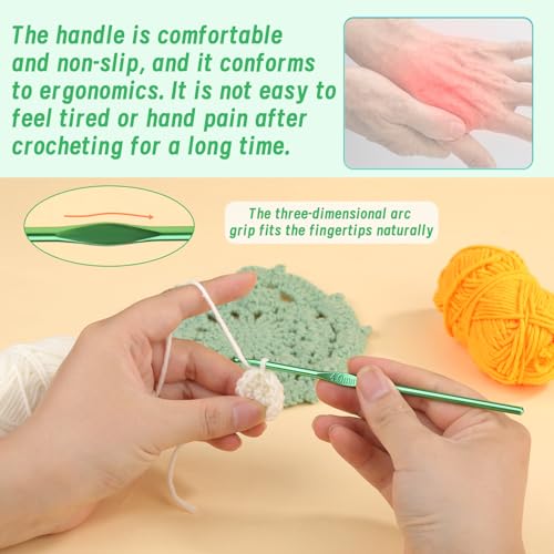 Image of UzecPk 12Pcs 4mm Aluminum Crochet Hooks, Ergonomic Handle Crochet Needle, Crochet Hooks Bulk Set for Beginners Adults