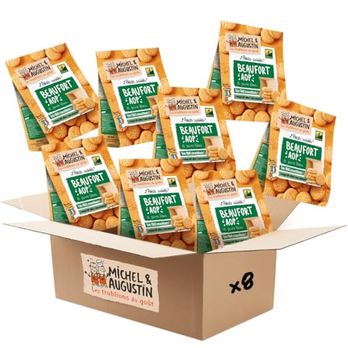 Michel & Augustin – Petits Sablés Salés au Beaufort AOP et Poivre Blanc – Biscuits Apéritifs Gourmands – Fabriqués en France – 100g x 8
