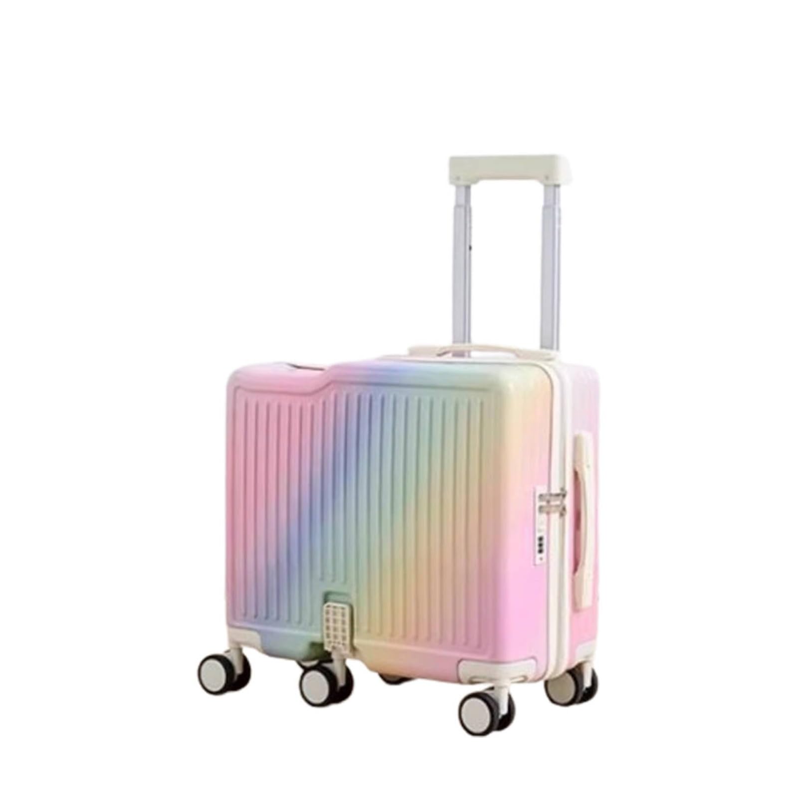 Maleta rígida con Ruedas, con reposapiés Plegable y Gancho, Ligera para Viajes de Negocios y Estudios(Rainbow,20")