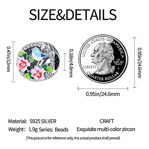 Pandach Best Gift For Mom Silver Women Bead Charms Magnolia Bloom Pale Cerise Enamel Beads For Women Bracelet #TOP2