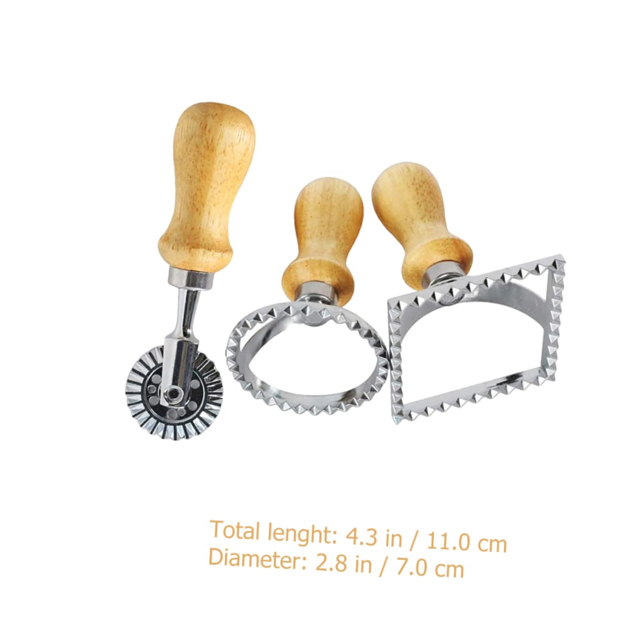 FUNOMOCYA Dumpling Wrapper Maker Ravioli Cutter Wheel 3pcs Lattice Pastry Cutting Tool Wood Handle Diy Baking Supplies