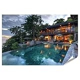 islandburner XXL Bild Poster Exquisiter Komfort: Wandbild 'Blaue Wolke' - Tropische Luxusvilla von KCCJ Wohnzimmer Ferienhausvermietung