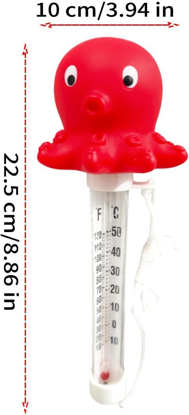 Pool Temperature Gauge, Floating Duck Octopus, Crafted with String Tether