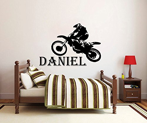 Wall Decals Custom Personalized Name Children Gift Motocross Motorcycle Moto Sports Extreme Vinyl Sticker Wall Decor Murals Wall Decal by DecorimDecorWallDecal