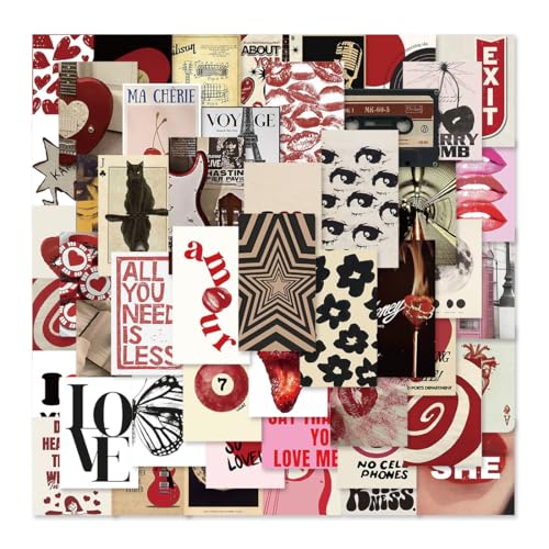 50 Pièces Autocollant Scrapbooking, Autocollants en Vinyle, Stickers Aesthetic, Ordinateur Portable, Autocollants pour Affiches de Femmes