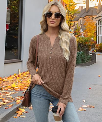 Image of XMTOPYE Sweaters for Women Fashion Long Sleeve Tops Pullover V Neck Casual Loose Sweatshirt
