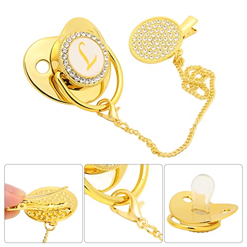 Image of Baby Pacifier, Curved Design Orthodontic Pacifier with 26 Variants Chain Clip for Newborns Toddlers Sleep Travel Teething (L)