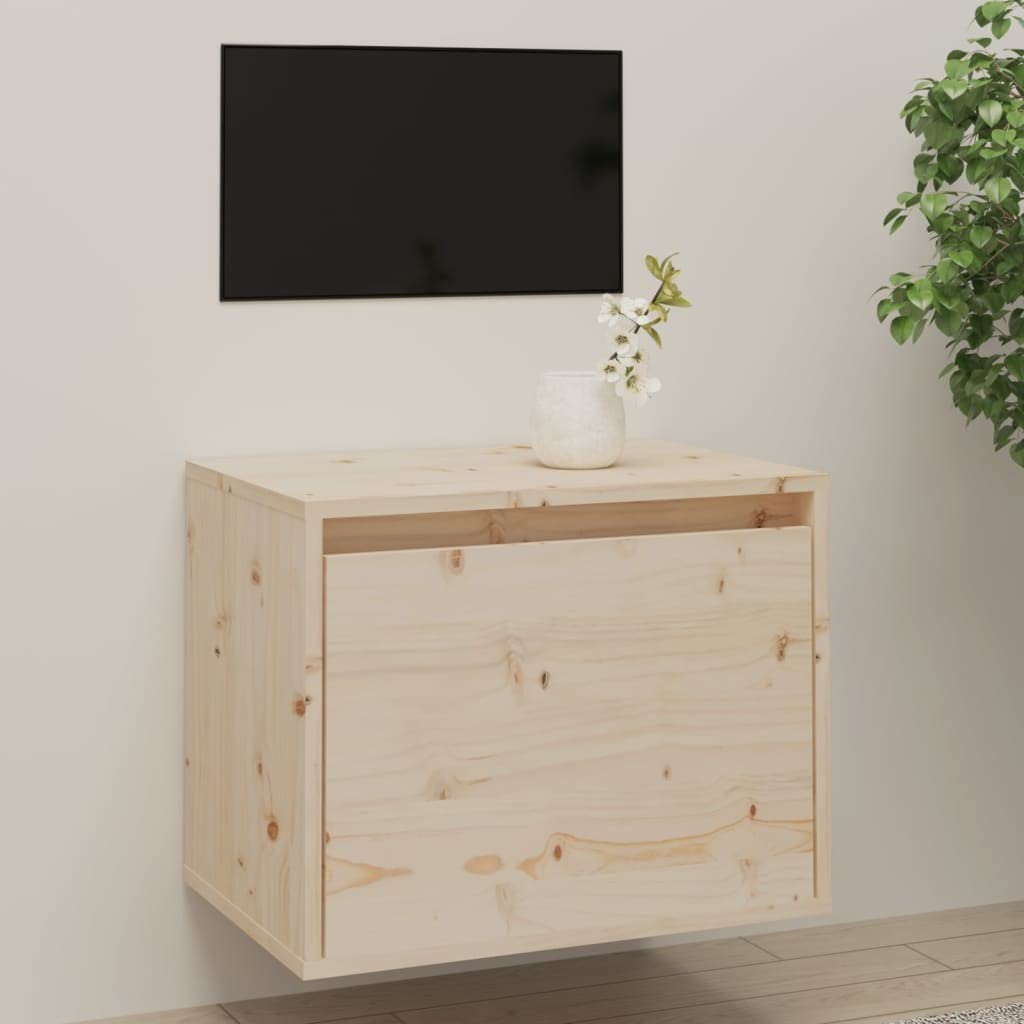 Estantería de pared de madera noble de pino macizo con acabado artesanal