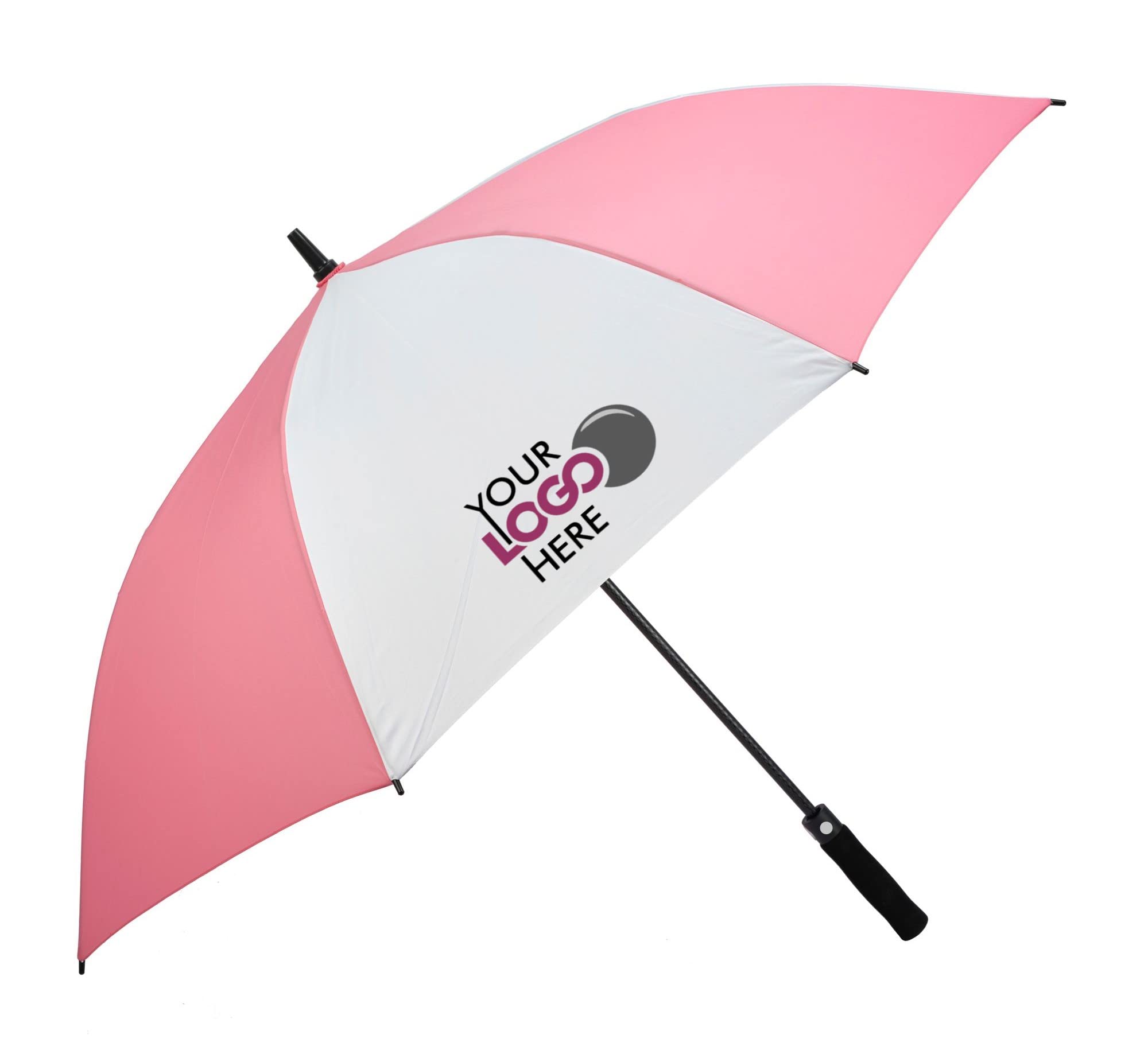 Drysdale Custom Printed Golf Umbrellas Personalised with Your Logo or Photo (Pink/White), Full Size