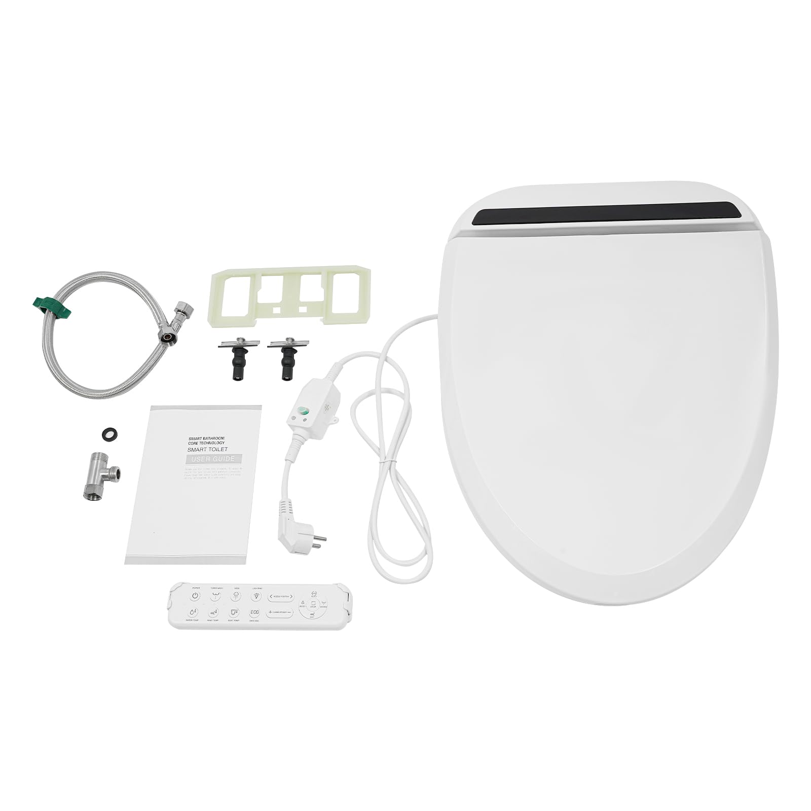 Smart Bidet deska sedesowa podgrzewana deska sedesowa pilot zdalnego sterowania, nakładka na toaletę, z funkcją bidetu, lampka nocna, suszarka do ciepłej wody, 20 x 30 cm, wewnątrz koła