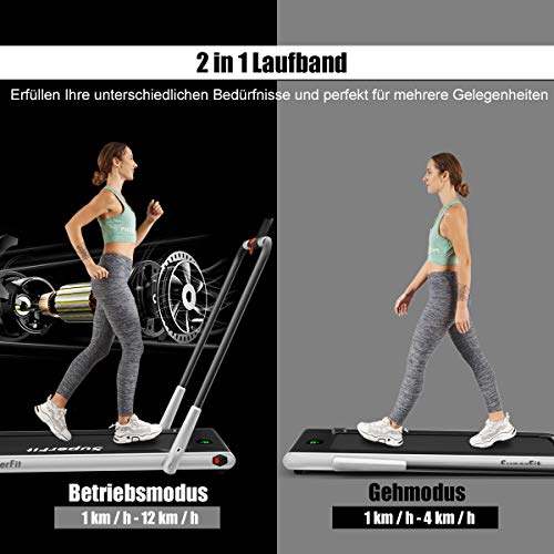 COSTWAY 2 in 1 Elektrisches Laufband mit Fernbedienung | App-kontrolliert | Bluetooth | LED Display | Handyhalterung | 1… – Bild 3