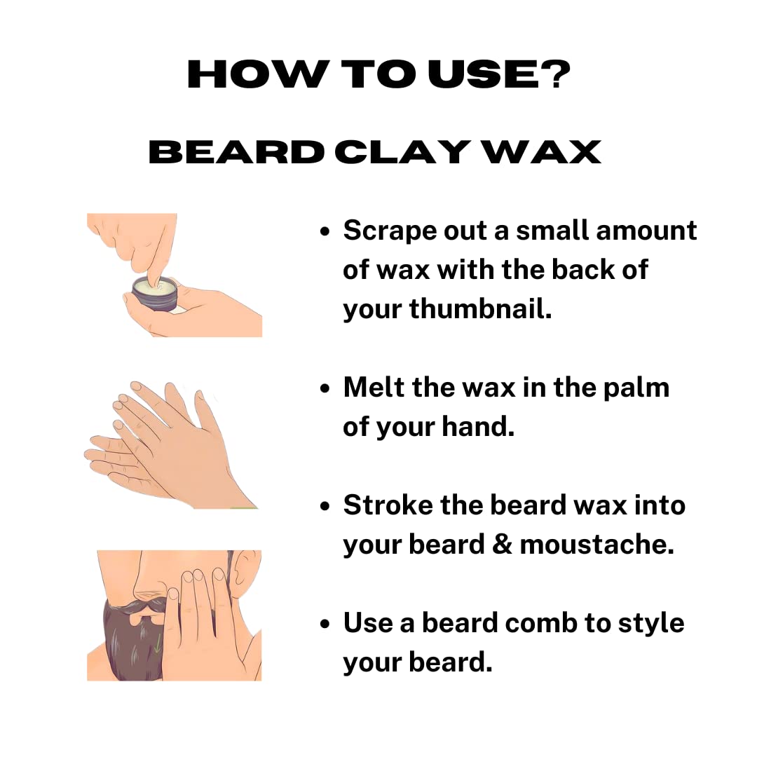Nesa Beard & Moustache Clay Wax for Men - 25 g | Natural Matte Finish and Strong Hold | Enriched with Kaolin Clay and Cocoa Butter 3