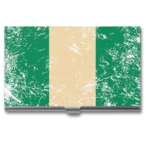 Nigeria Vintage Flag Business Card Holder Slim Credit Case Pocket Name Case Wallet for Men Women