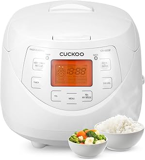CUCKOO Micom Rice Cooker 6 Cup Uncooked / 12 Cup Cooked, Korean Fuzzy Logic Rice Cooker with Delay Timer & Keep Warm Setting, Versatile Food Steamer with Non-Stick Inner Pot, White (CR-0633F)
