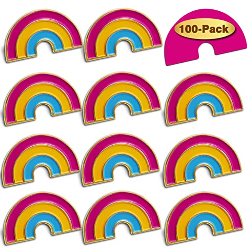 Image of 2 /12 /50 /100Pcs Pan Pansexual Pride Rainbow Lapel Pins Bulk-Supports LGBT Progress Gay Brooch Badge for Men Women Clothes Bags Hats