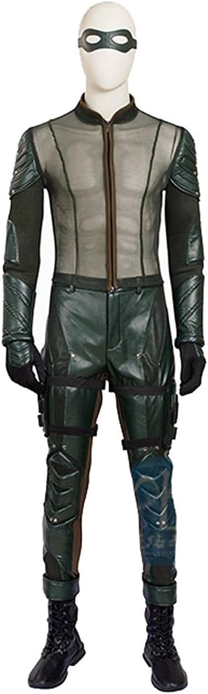 Men Green Costume Jacket Pant Battle Uniform Pu Leather Archer Oliver Queen Costume Halloween Outfits - Image 4