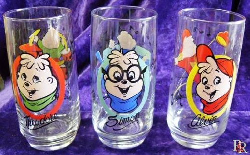 The Chipmunks Theodore Simon and Alvin Drinking Glasses Set
