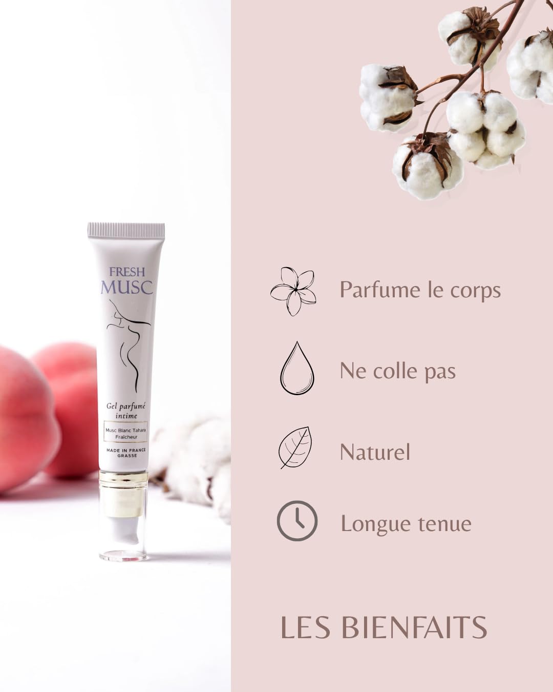 Coffret Duo Musc Blanc Tahara – Gel Parfumé 20 ml + Déodorant Naturel 30 g – Peaux Sensibles – Fabriqué en France