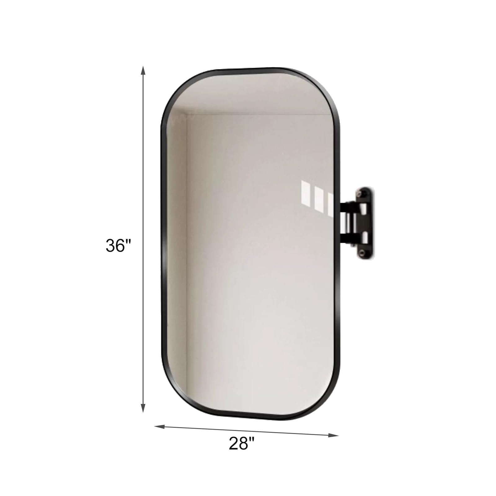 Specchio angolare da Bagno, Specchio Rettangolare Girevole con Cornice in Metallo Spazzolato, Braccio Estensibile e Girevole, specchi inclinabili e orientabili in Verticale e orizz