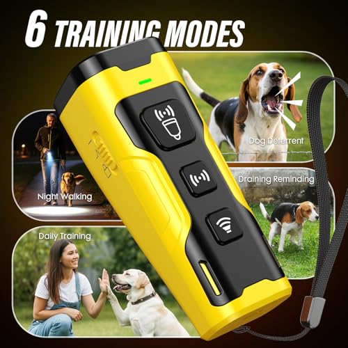 Image of YUYQA Dog Bark Deterrent Device, 3X Ultrasonic Anti Barking, 6 Training Modes 23 FT Range Barks No More Indoors Outdoors Behavior Correct Safe & Humane Rechargeable Compact Bark Control for Dogs
