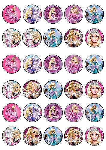 30 x Edible Cupcake Toppers – Fashion Doll Girl Pink Themed Colle...