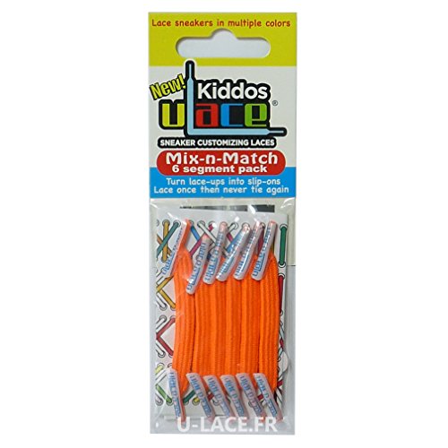U-Lace Kiddos - Lacets élastiques - Orange fluo - Pack Mix-N-Match