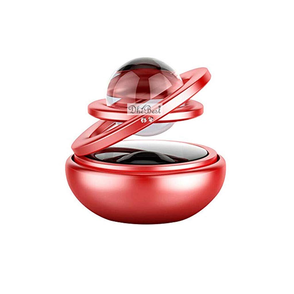 Dhe Best Solar Car Aromatherapy Essential Oil Diffuser, 360°Double Ring Crystal Rotating Design, Car Perfume Red Compatible for Fo Explorer-image-40