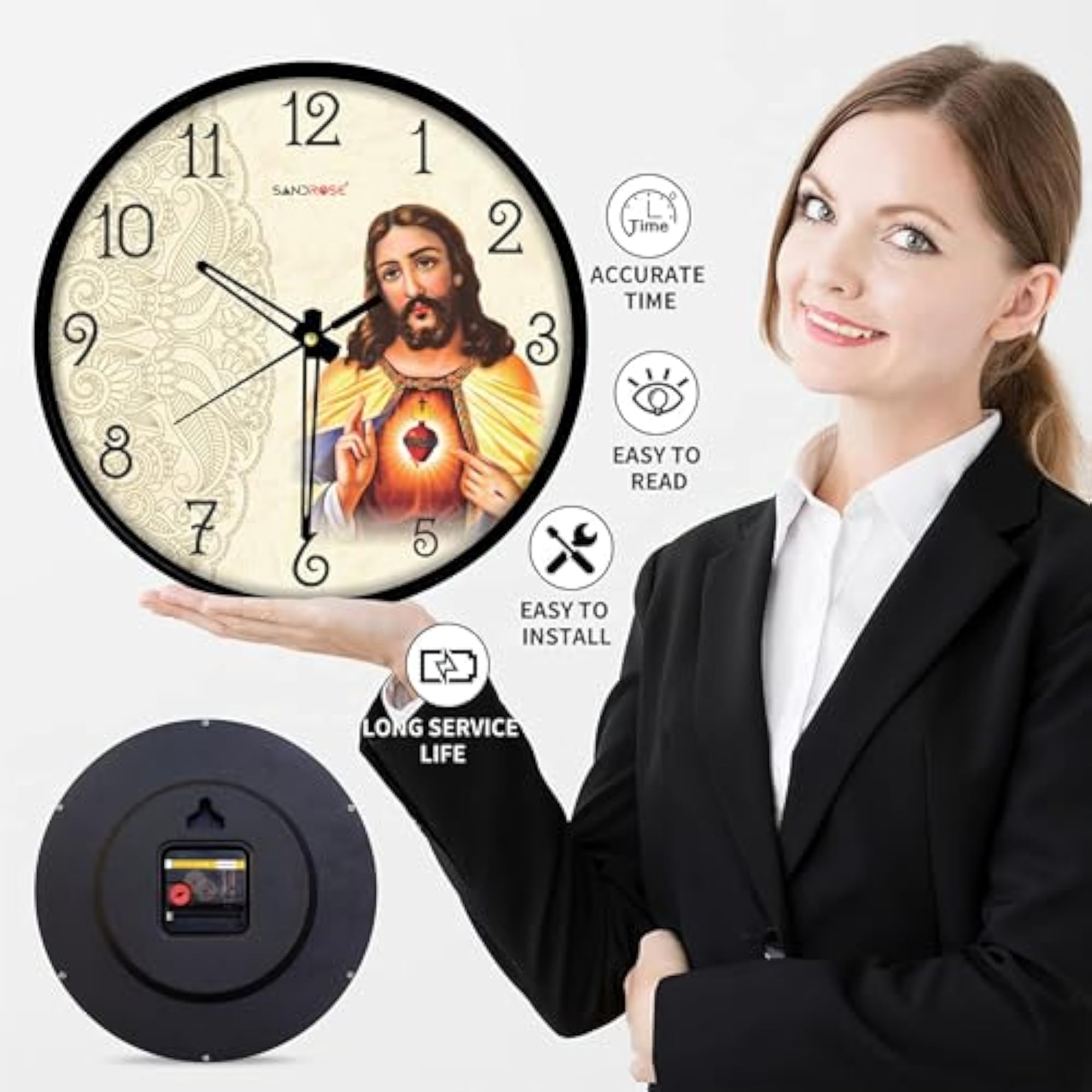 Designer Plastic Analogue Round Lord Jesus Wall Clock