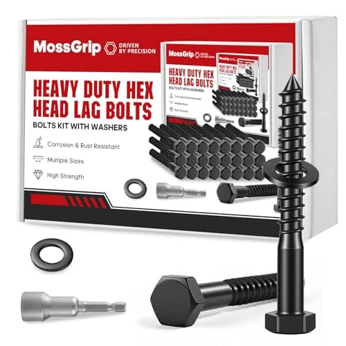 (50 Sets) 1/4" x 1-1/2" Hex Head Lag Screws, Heavy