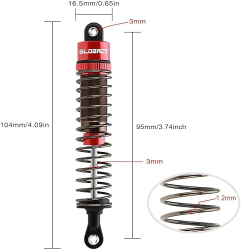 Miniatura 2 de Juego de 4 amortiguadores RC ajustable para coche de oruga RC Axial SCX10 TRX4 D90 (3.740 in)