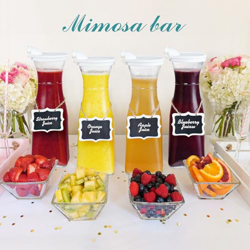 Ritayedet 2 Pack 35 Oz Square Glass Carafe with 4 Lids and 2 Silicone Pour Spouts! Glass Water Pitchers for Fridge - Glass Beverage Dispensers for Tea, Beverage, Milk, Cold Brew and Mimosa Bar - Thumbnail 6